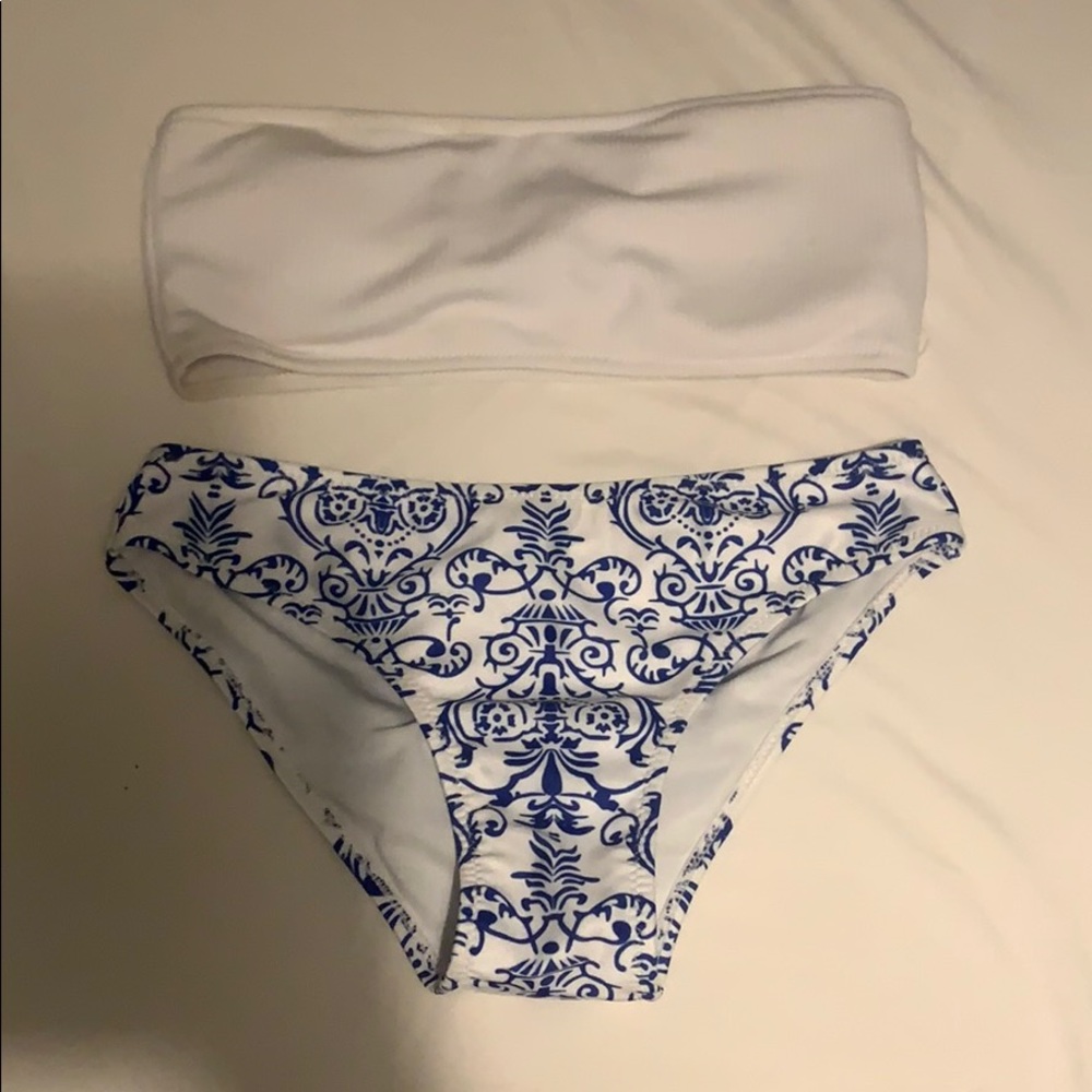 White and blue bikini